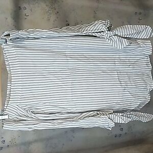 Club Monaco Women's Size 00 Sophiya Black and White Striped Off the Shoulder Top